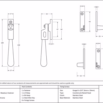 Polished Chrome Night-Vent Locking Newbury Fastener - Image 4