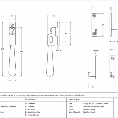 Polished Nickel Night-Vent Locking Newbury Fastener - Image 4