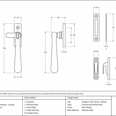Aged Bronze Locking Newbury Fastener - Image 4