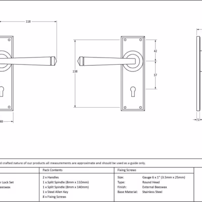 External Beeswax Avon Lever Lock Set - Image 5