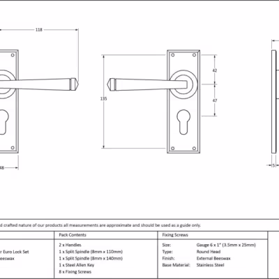 External Beeswax Avon Lever Euro Lock Set - Image 5