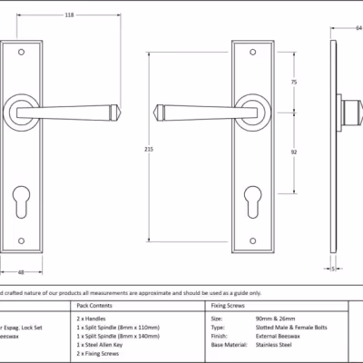 External Beeswax Avon Lever Espag. Lock Set - Image 6