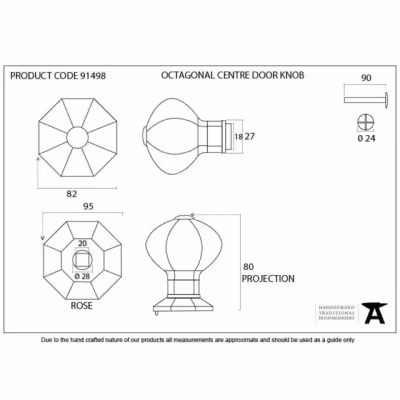 External Beeswax Octagonal Centre Door Knob - Image 5