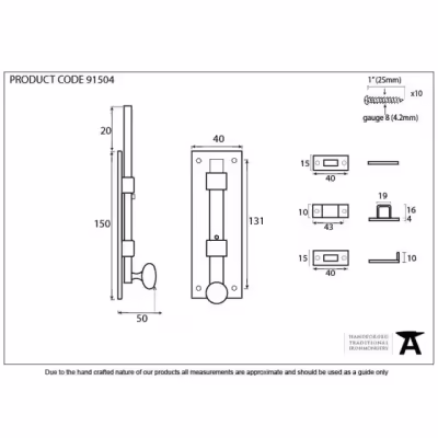 External Beeswax 6" Universal Bolt - Image 3