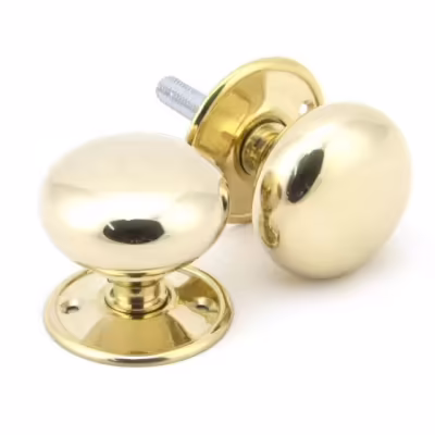 Polished Brass 57mm Mushroom Mortice/Rim Knob Set