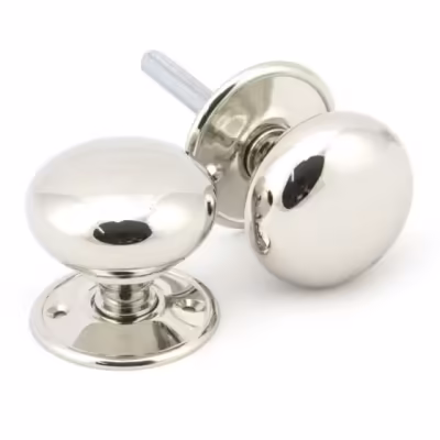 Polished Nickel 57mm Mushroom Mortice/Rim Knob Set