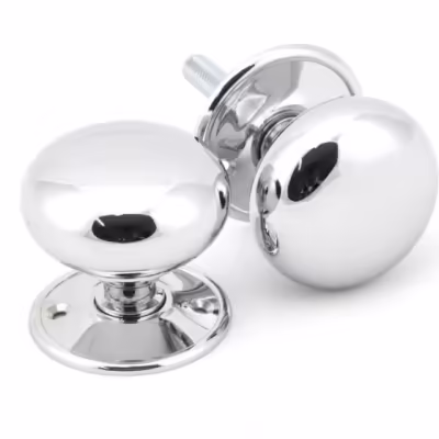 Polished Chrome 57mm Mushroom Mortice/Rim Knob Set