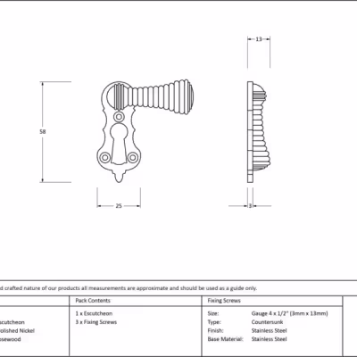 Ebony & Polished Nickel Beehive Escutcheon - Image 3