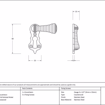 Rosewood & Polished Nickel Beehive Escutcheon - Image 3