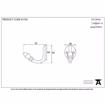 Aged Bronze Coat Hook - Image 3