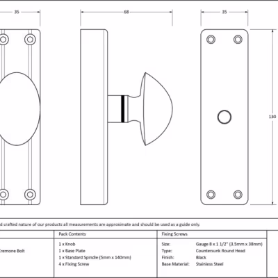 Black knob for Cremone Bolt - Image 3
