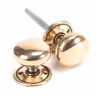 Polished Bronze Mushroom Mortice/Rim Knob Set