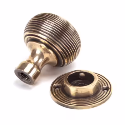 Polished Bronze Heavy Beehive Mortice/Rim Knob Set - Image 4