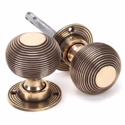 Polished Bronze Heavy Beehive Mortice/Rim Knob Set
