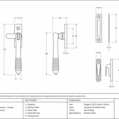 Polished Bronze Locking Reeded Fastener - Image 3