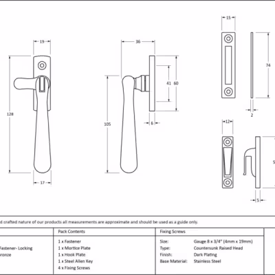 Polished Bronze Locking Newbury Fastener - Image 3