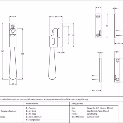 Polished Bronze Night-Vent Locking Newbury Fastener - Image 5