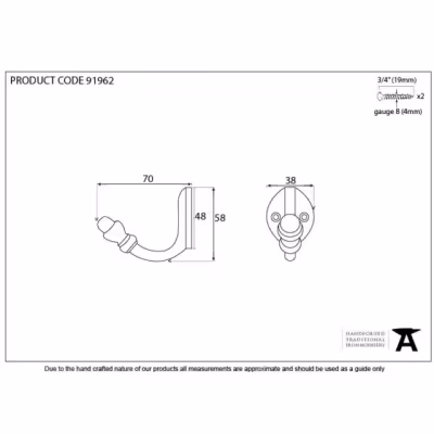 Polished Bronze Coat Hook - Image 3