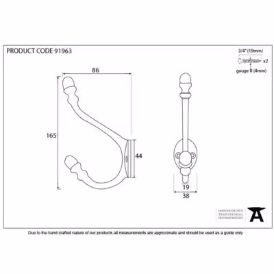 Polished Bronze Hat & Coat Hook - Image 2