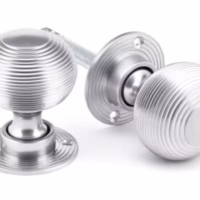 Satin Chrome Heavy Beehive Mortice/Rim Knob Set