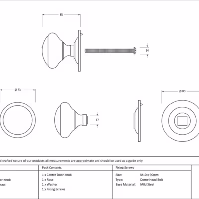 Polished Brass Round Centre Door Knob - Image 5