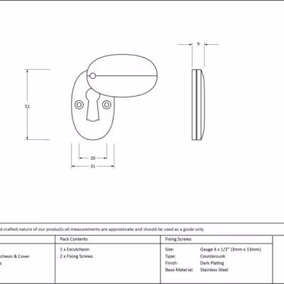 Aged Brass Oval Escutcheon & Cover - Image 3