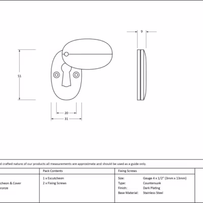 Polished Bronze Oval Escutcheon & Cover - Image 3