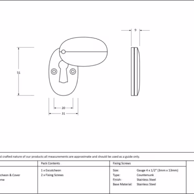 Satin Chrome Oval Escutcheon & Cover - Image 3