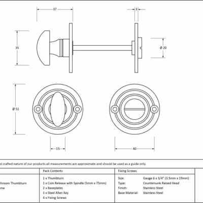 Satin Chrome Round Bathroom Thumbturn - Image 5
