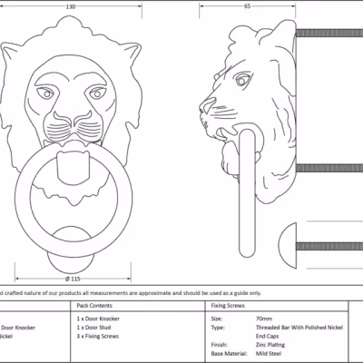 Polished Nickel Lion Head Door Knocker - Image 3