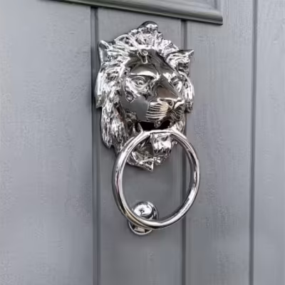 Polished Chrome Lion Head Door Knocker - Image 5