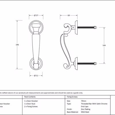 Satin Chrome Doctors Door Knocker - Image 4