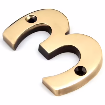 Polished Bronze Numeral 3