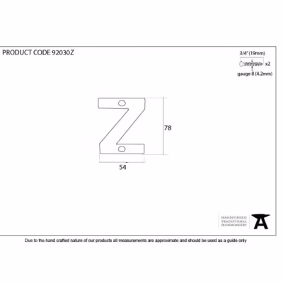 Aged Bronze Letter Z - Image 2