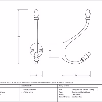 Aged Brass Hat & Coat Hook - Image 3