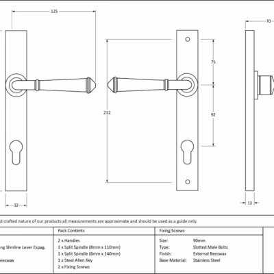 External Beeswax Regency Slimline Lever Espag. Lock Set - Image 3