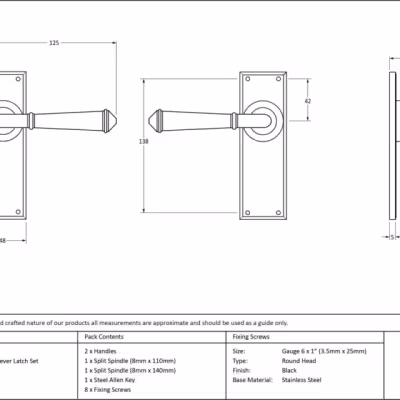 Black Regency Lever Latch Set - Image 4