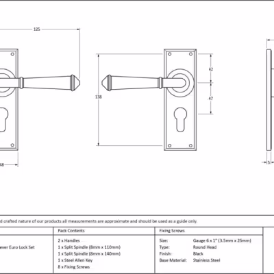 Black Regency Lever Euro Lock Set - Image 3
