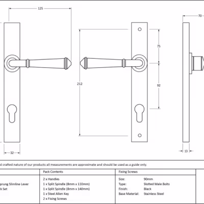 Black Regency Slimline Lever Espag. Lock Set - Image 3