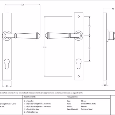 Pewter Regency Slimline Lever Espag. Lock Set - Image 3