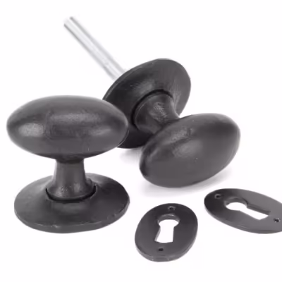 External Beeswax Oval Mortice/Rim Knob Set