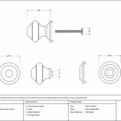 Black Regency Centre Door Knob - Image 4