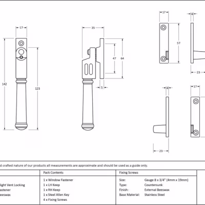 External Beeswax Locking Night-Vent Regency Fastener - Image 4