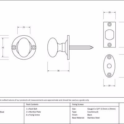 Black Oval Rack Bolt - Image 4