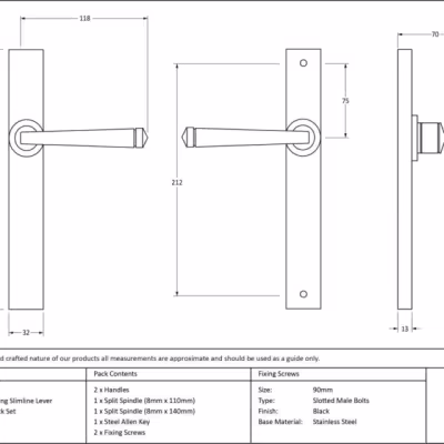 Black Avon Slimline Lever Latch Set - Image 5