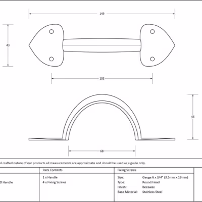 Beeswax 6" Gothic D Handle - Image 3