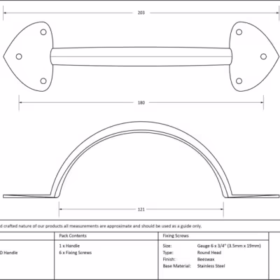 Beeswax 8" Gothic D Handle - Image 3
