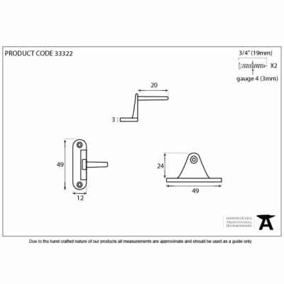 Pewter Cranked Casement Stay Pin - Image 3