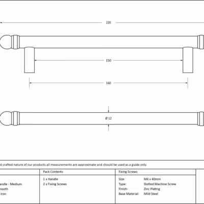 Natural Smooth 220mm Bar Pull Handle - Image 3