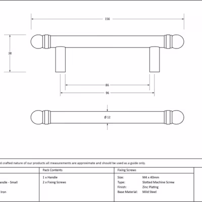 Black 156mm Bar Pull Handle - Image 3